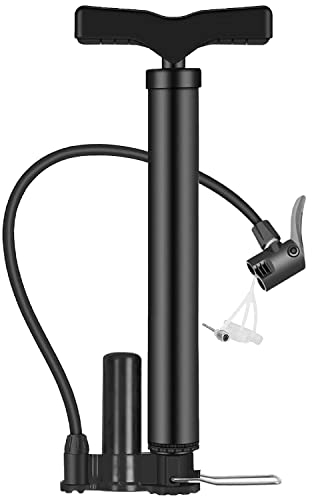 Taeku Pompe à Vélo, 120PSI Pied Portable pour Vélo Multifonction Air Pompe Bicyclette Petites Pompes Vannes Presta et Schrader pour Vélo de Route et VTT (Réservoir)