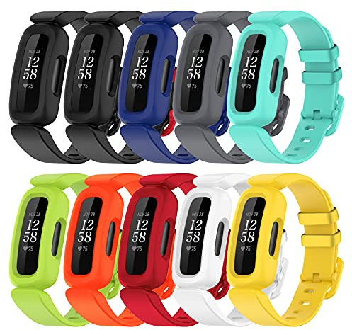 TopPerfekt Armbänder kompatibel mit Ace 3 für Kinder, weiches Silikon, wasserdichtes Armband, Zubehör, Sportuhrenarmband Jungen Mädchen (10er-Pack)