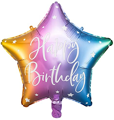 Folienballon Stern Mehrfarbig mit Aufschrift Happy Birthday 40cm Partyzubehör