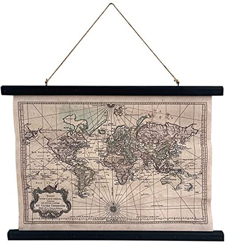 Cuadro Lienzo Decorativo Pared Mapamundi Mapa Vintage Despacho 60 cm