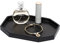 Shinowa 20,3cm Bandeja Pequeña Decorativa de Resina, Plato Organizador Antideslizante para Organización de Cuarto de Baño, Tocador, Cocina, para Joyería Cosmética Jabón Toalla Champú, Negro Mate