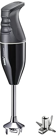 bamix Stabmixer Set EO140 CLASSIC inkl. Multifunktionsmesser aus Edelstahl, 140 Watt, 2-Stufen, Made in Switzerland, Schwarz/Weiß