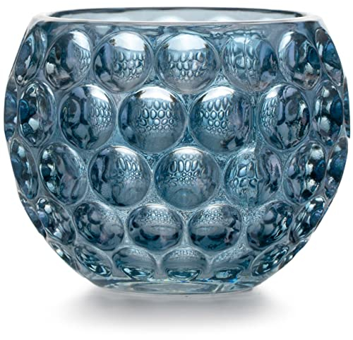 Bougeoir en Verre AmeliaHome - 11 x 9 cm - Gijon - Bleu foncé