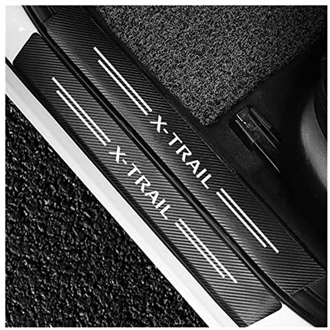 CWWHY Protecteur de seuil de Voiture pour Nis-san X-Trail X Trail Xtrail T30 T31 T32 2014 2015 2016 2017 2018 2019, 4PCS Autocollant en Fibre De Carbone De La Porte De La Porte De La Voiture, Black