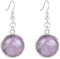Earrings, Silber Eingelegter Runder Natürlicher Amethyst-Stein Hypoallergener Ohrhaken-Tropfen-Ohrtropfen-Ohrtropfen-Baumelnder Schmuck Für Frauen-Dame-Mädchen Heiraten Frauentagesgeschenke