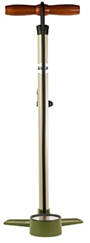 SILCA Terra Fahrrad-Standpumpe | 2-stufiges Nieder- und Hochdruckmanometer | Presta- und Schrader-Reversierungsspannfutter | Aluminiumschaft und Basis | 0,5 psi Auflösung bis zu 30 psi