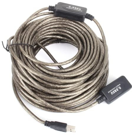 Akozon Câble d'extension USB, 20M 2.0 Type A d'Extension Mâle à Femelle longue portée pour répéteur Cordon Noir actif 20 m