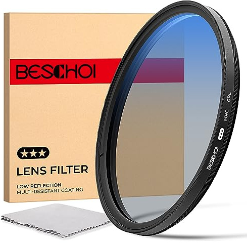 Beschoi Filtre Polarisant CPL 40.5mm et Chiffon de Nettoyage avec 30 Couches de Revêtement Multicouche, Réduit l'éblouissement/Améliore Le Contraste/Ultra Fin/Réduit la réflexion/Verre Optique HD