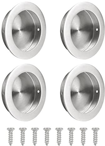 MOROBOR 2.7inch Round Embedded Door Handle, 4pcs Stainless Steel Round Side Hole Flush Embedded Sliding Door Handle for Door, Cabinet,Drawer Cupboard Wardrobe
