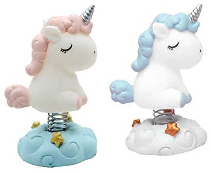 Amosfun 2st Einhorn-ornamente Armaturenbrettverzierung Desktop-dekoration Geburtstagskuchenverzierung Autozubehör Armaturenbrett Spielzeug Tier Kuchendeckel Karikatur Partybedarf Büro Harz