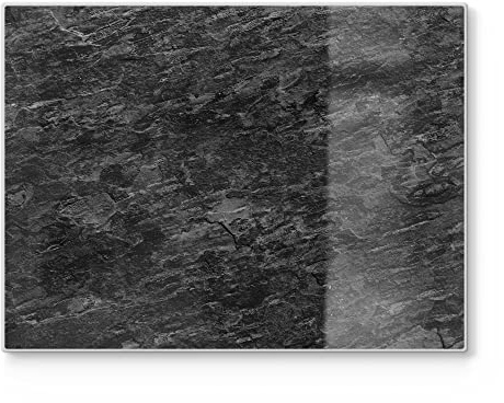 DEQORI Schneidebrett aus Glas | groß 40x30 cm | Motiv Dunkle Steinstruktur | Design Schneideplatte für Küche | Frühstücksbrett antibakteriell & rutschfest | Glasplatte & Servierplatte