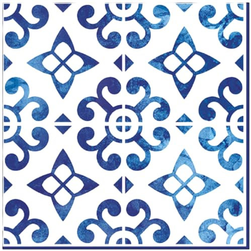 Ambiente - 20 SERVIETTES PAPIER CARREAUX DE CIMENT BLEU 33CM