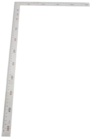 Oumefar Rahmenwinkel, Edelstahl 90 Grad Rechtwinkliges Lineal, Messwinkel, Werkzeug, Zimmermannswinkel, Metall-L-Form-Winkellineal(500mm*250mm)