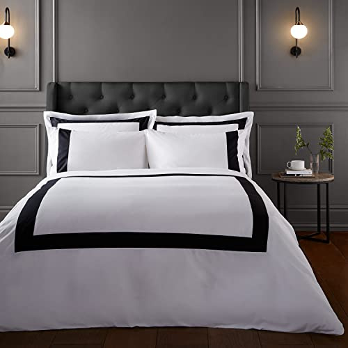 Bianca Fine Linens Bedding Tailored Cotton King Duvet Cover Set with Pillowcases White/Black