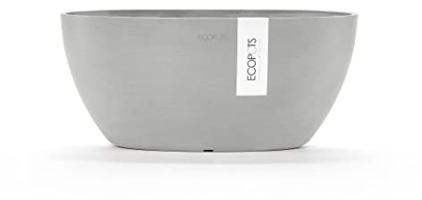 Ecopots Pflanzschale Sofia Dunkel Hell Grau - 30 x 13 cm oval groß - Pflanzentopf aus Recycling Kunststoff - Übertopf modern - Blumentopf für Indoor und Outdoor - Schale flach/niedrig
