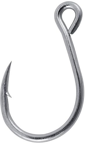 Alwonder 30 Pack Single Replacement Hooks for Hard Lures Inline Single Hooks Replacement High Carbon Steel Large Eye with Barbed Size #2