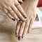 Sun&Beam Nails Medium Short Round Press On Nail with Black Golden 3D Flower Design Cute False Tips 24Pcs (M211)