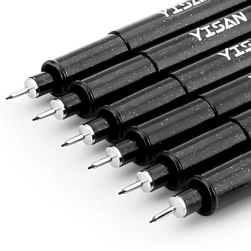 YISAN Fineliner Schwarz Set, 0,1mm Zeichenstifte,6 Stück Manga-Stifte,Tuschestift Pigment Liner Set,Stifte für Künstler,70320