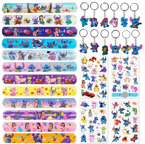 Philoctes Party Mitgebsel Geschenke,28 Stück Kindergeburtstag Set,Kinder Slap Armband,Blau Schlüsselanhänger, Tattoo Aufkleber,Party Favors für Geschenke Kindergeburtstag Mitgebsel