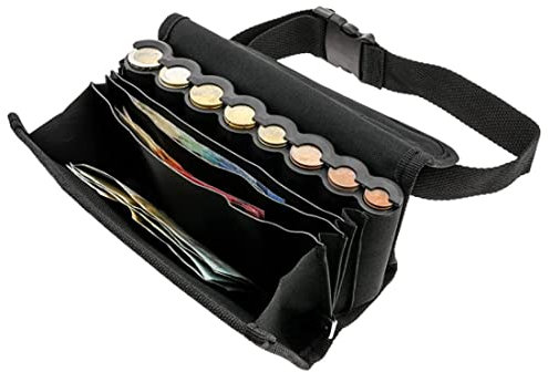 Sac à pièces, distributeur de monnaie en euros Fanny Pack, sac à main serveur réglable avec distributeur de pièces, organisateur de trieurs Euro pour chauffeur de taxi, serveur et propriétaire de