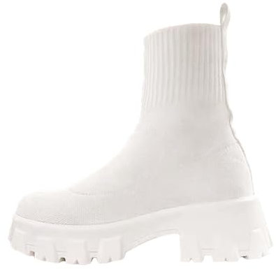 Stivali da donna in maglia elasticizzata Punta tonda Tacchi alti Calzini Stivali Stivali Chelsea con plateau Stivali elasticizzati in maglia Slip-on Stivaletti con calzini antiscivolo