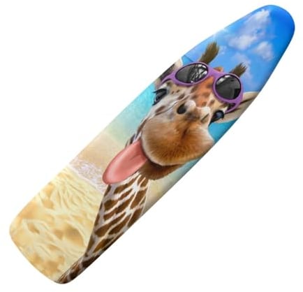 Wanyint Bügelbrettbezug mit lustigem Giraffen-Druck, passend für Standardgrößen, waschbar, weicher Stoff, gemütliche Nasentasche, 139,7 x 40,6 cm