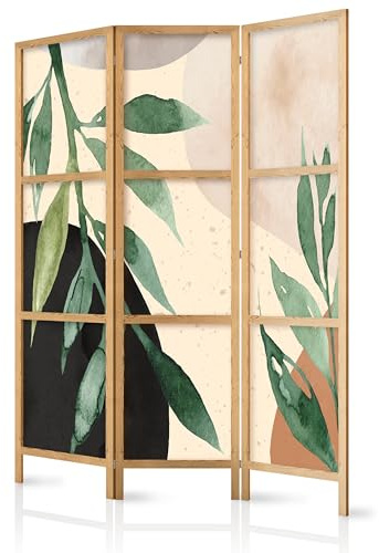 murando - Paravent Raumteiler Holz, 135x172 cm, 3-teilig, Wohnzimmer, Büro | Japanischer Paravent, Asiatisches Design, Mobiler Sichtschutz, Einseitig Bedruckt, Holzrahmen, ideal fürs Wohnzimmer & Büro