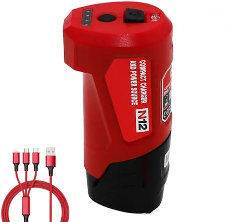 Tool Army M12 Portable Power Adapter and Power Station 48-59-1201, 49-24-2310 Compatible with Milwaukee M-12 12V Heated Jacket Battery, MIL-M12
