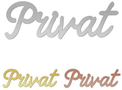banjado® Türschild privat selbstklebend/Graviertes Schild Privat Privat 1 24x8cm / Geeignet als Türschild Büro oder Badezimmer Schild/Privat Schild in Edelstahl Optik/Toilettenschild