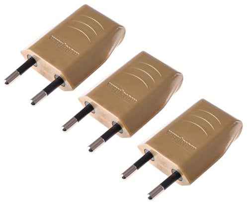 Enchufe Plano, Enchufe 230V, 6A, Enchufe Schuko - Plano, Enchufe Euro, Enchufe de Alimentación - Plano, Euro - Enchufe Plano de 2 pines, Enchufe Plano Europeo, Fácil Instalación, 3 Piezas (Dorado)