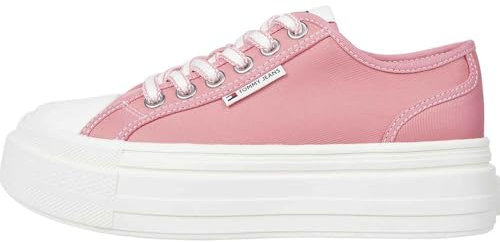 Tommy Jeans Donna Sneakers con Suola Alta Foxing Profilo Basso, Rosa (Preppy Pink), 41