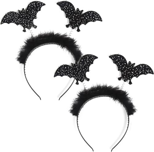 DERAYEE Serre Tête Chauve Souris,2PCS,Serre Tête Halloween,Serre Tete Halloween Enfant,Halloween Accessoire Femme