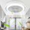 Homefire Ventilatore da soffitto con illuminazione e telecomando Silenzioso - Lampada da soffitto a LED dimmerabile con ventilatore Lampada da soffitto Temporizzatore da soffitto luce blu a 5 pale