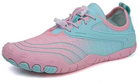AUXDIQ Schwimmschuhe Badeschuhe Aquaschuhe Surfschuhe Wasserschuhe Strandschuhe Barfuß Schnell Trocknend für Damen Herren Rosa, 41 EU