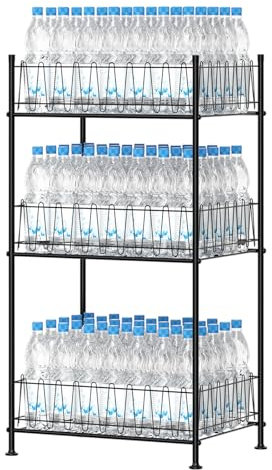 smusei 3 Tier Drink Organizer for Pantry Water Bottle Storage Rack, Multifunctional Drink Storage Free Standing Bottled Water Holder Beverage Soda Can Tumbler Dispenser Stand for Kitchen