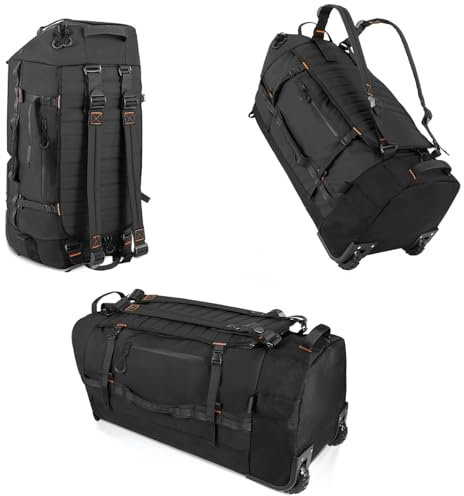 CONTAIL 86L Faltbarer Reiserucksack mit Gepolstertem,Gestepptem Boden, Wasserdichter,Zusammenklappbarer Reiserucksack mit Verlängerten Tragegriffen,Schwarz