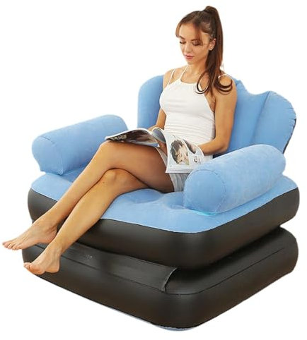 Sofá cama inflable versátil – Sofá cama plegable para adultos, cómoda tumbona portátil | Tumbona hinchable con reposabrazos, práctica silla de sofá inflable para uso en interiores y exteriores