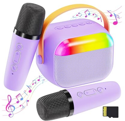 FunMission Toys - Micrófono de karaoke, portátil, Bluetooth, mini altavoz para cantar, color morado