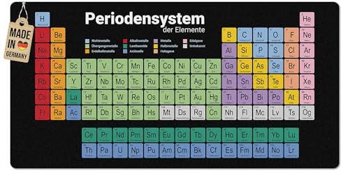 PR Print Royal Schreibtischunterlage mit Periodensystem der Elemente - Waschbar, Personalisierte Geschenke zum Schulstart, Chemie-Lehrer | 80x40 cm, Rutschfest