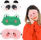 3 Stück süße Tier-Schlafmaske, kühlende Augenmaske und Schlafmaske, weiche Plüsch-Augenmaske, beste Augenmaske zum Schlafen, Augenbinden für Partyspiele, Erwachsene, Kawaii-Maske, Flugzeug-Augenmaske