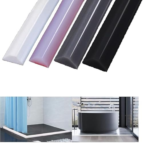150CM Wet Room Floor Seal, Silicone Water Retaining Strip, Shower Floor Barrier for Kitchen, Bathroom (Black 1.5m)