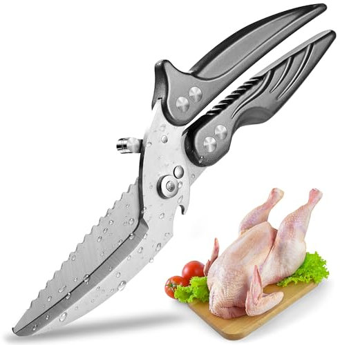 Tijeras Cocina Resistentes Acero Inoxidable: Muy Afiladas Tijeras de Cocina Multifunción Hogar Tijera Cocina para Aves, Carne, Pescado, Pollo, Barbacoa, Verduras