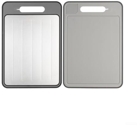 Entgoinggo Schneidebrett für Küche, Schneidebrett, Aluminiumlegierung Schneidebrett mit doppelseitigem Schneidebrett, schnelles Auftauen, Frost-Away-Schneidebrett (grau)