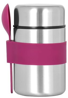 FUZVOL Insulated Food Flask for Food Warming,Stainless Steel Thermos Food Flask Soup Flask Container with Spoon for Lunch & Dinner Food Carrying(Purple)