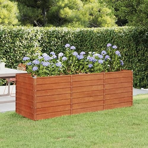 Festnight Hochbeet Metall Cortenstahl Rostig 240x80x77 cm Hochbeete für Garten Balkon Terrasse Kräuterbeet Pflanzkübel Gemüsebeet Pflanzkasten Hochbeet Blumenkübel Blumenkasten
