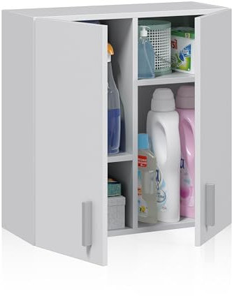 duehome | Armario Multiusos para Colgar, Modelo Multi Useful, Acabado en Color Blanco Mate, Medidas: 59 cm (Ancho) x 60 cm (Alto) x 26,5 cm (Fondo)