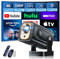 Beamer 1080P mit WiFi & Bluetooth Android Projektor, Mini Beamer 4k mit 210° drehbarer Stand, Tragbarer Projektor Native 4K Full HD Unterstützung Laptop/HDMI/USB/Automatische Trapezkorrektur, Schwarz