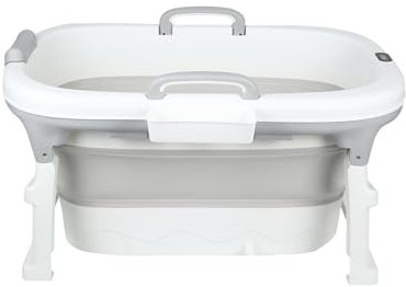 Bañera de bebé + plegable y antideslizante, diseño ergonómico y seguro - lavabo portátil para recién nacido - bañera de ducha compacta para niños pequeños - 99 x 62 x 52,9 cm (gris)