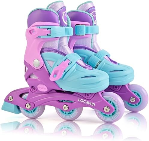 Locavun Inliner Kinder Verstellbare Rollschuhe Mädchen | Leicht&stabil,leise Lager,griffige PU-Rollen,Sicherheitsverschluss,einfache Handhabung,waschbares Innenfutter,Indoor&Outdoor