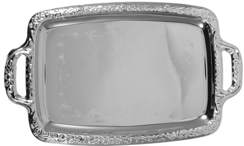 MUCKLILY Bandeja de Almacenamiento Vintage Bandeja para Servir Comida Duradera Plato de Almacenamiento de Metal para Cocina y Comedor Recipiente para Alimentos Espacioso